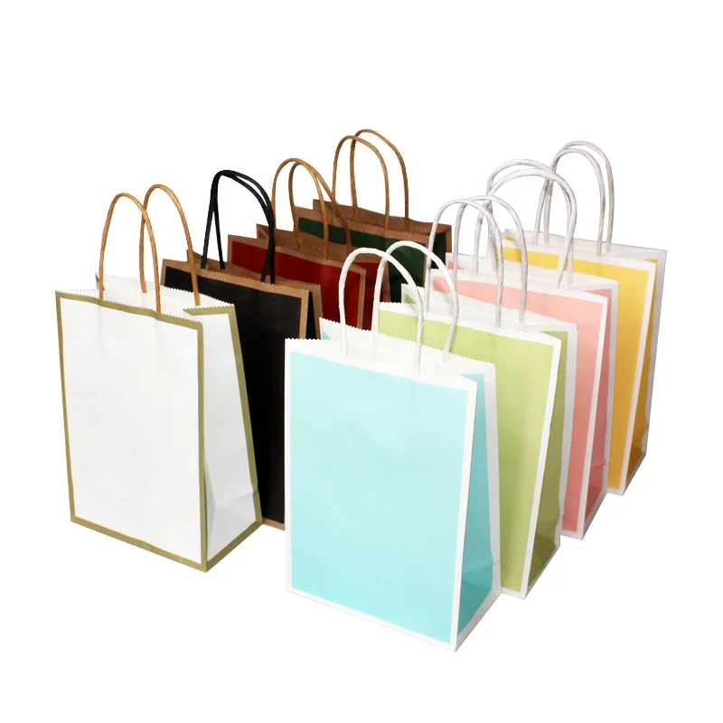 10/30/50pcs/lot Small Gift Bag Baking Bag Takeaway Paper Bag Shopping Clothing Bag Kraft Paper Bag with handle