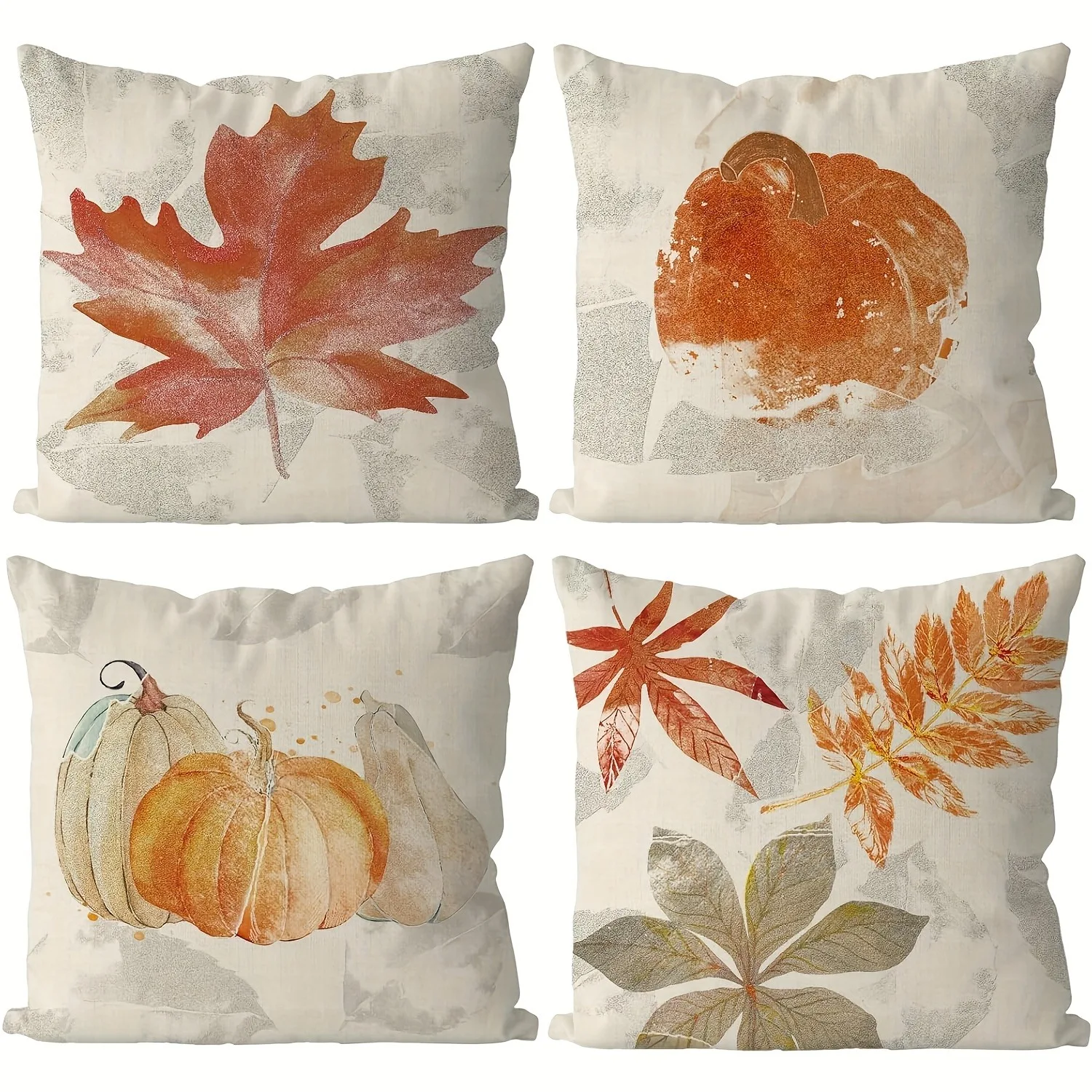 Home Decor Autumn Leaves & Pumpkins Decorative Pillow Covers Pattern Cushion Cover Suitable For Sofa Bedroom Car Pillow Cover
