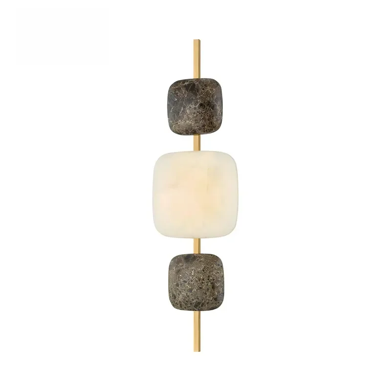 Italian Minimalist Natural Alabaster Gold Shade Brass LED Wall Sconce Modern Wall Light Living Room Bedroom Hotel Corridor