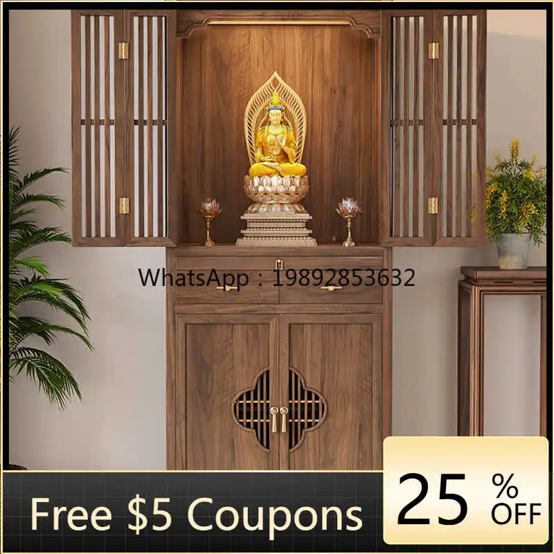 

LYY Solid Wood Double-Layer Altar Cabinet New Chinese Style Buddha Shrine Cabinet Ancestor Guanyin Buddha Cabinet God