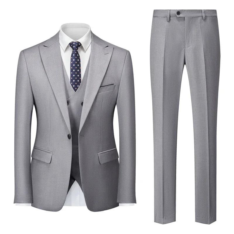 High Quality Wholesale New Slim wedding suits Single Breasted  plus size men suits 3 pieces formal Men's Sets