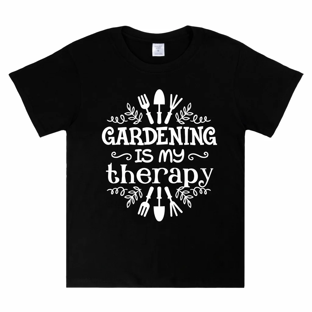 Women Gardening Is My Therapy T Shirt 100% Cotton Garden Lover Graphic Tee Short Sleeve Gardener Gift Shirt