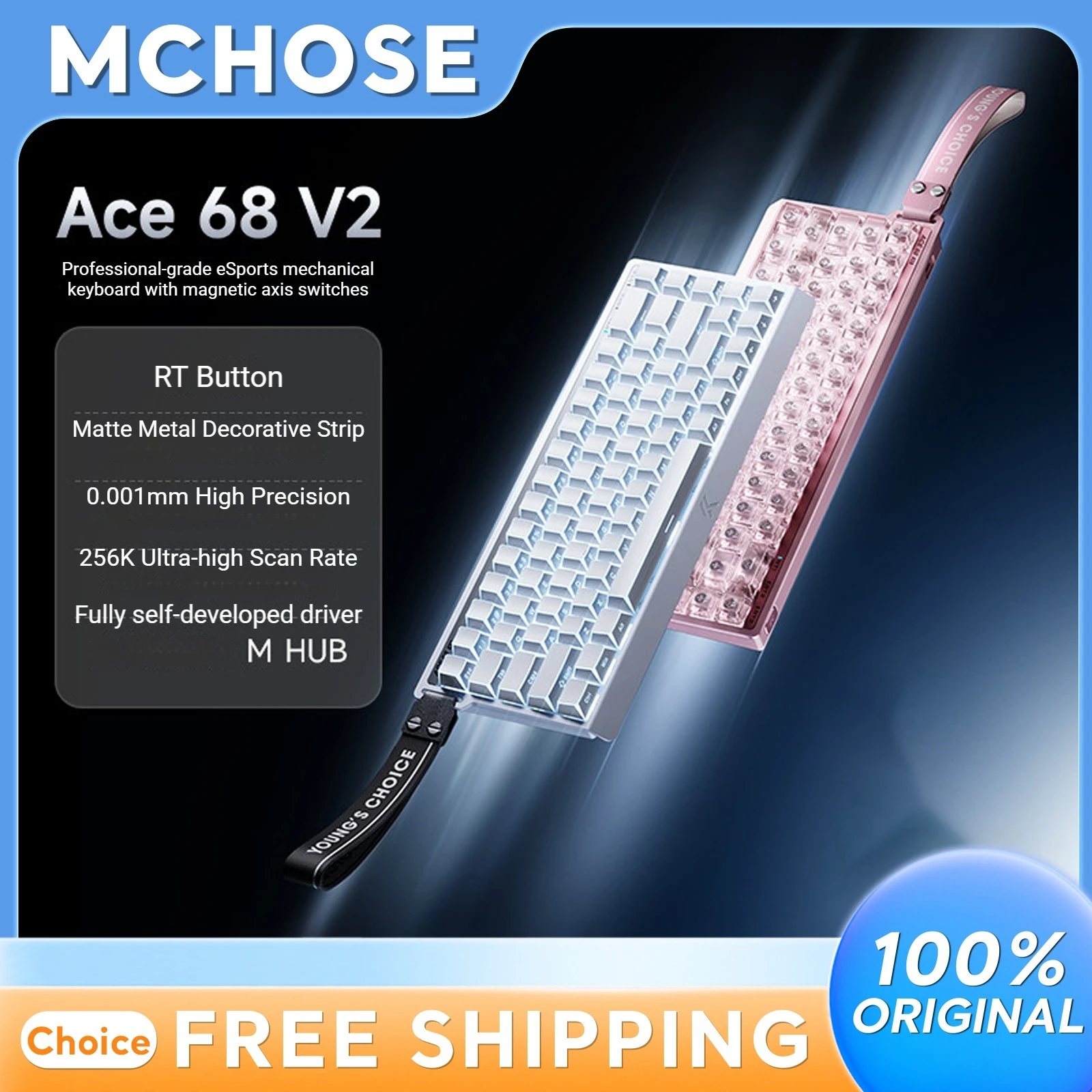 MCHOSE Ace 68 V2 Magnetic Mechanical Gaming Keyboard 68 Key Rt 0.001Mm High Precision 256K Scan Rate Custom For Desktop Esports