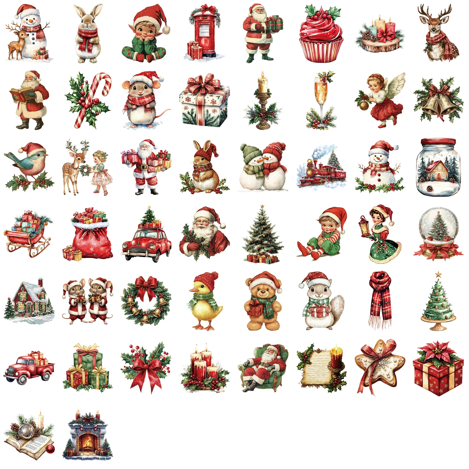 50PCS Retro Christmas Transparent Stickers Laptop Phone Cases Water Cups Helmet Stickers Waterproof Decals image 2