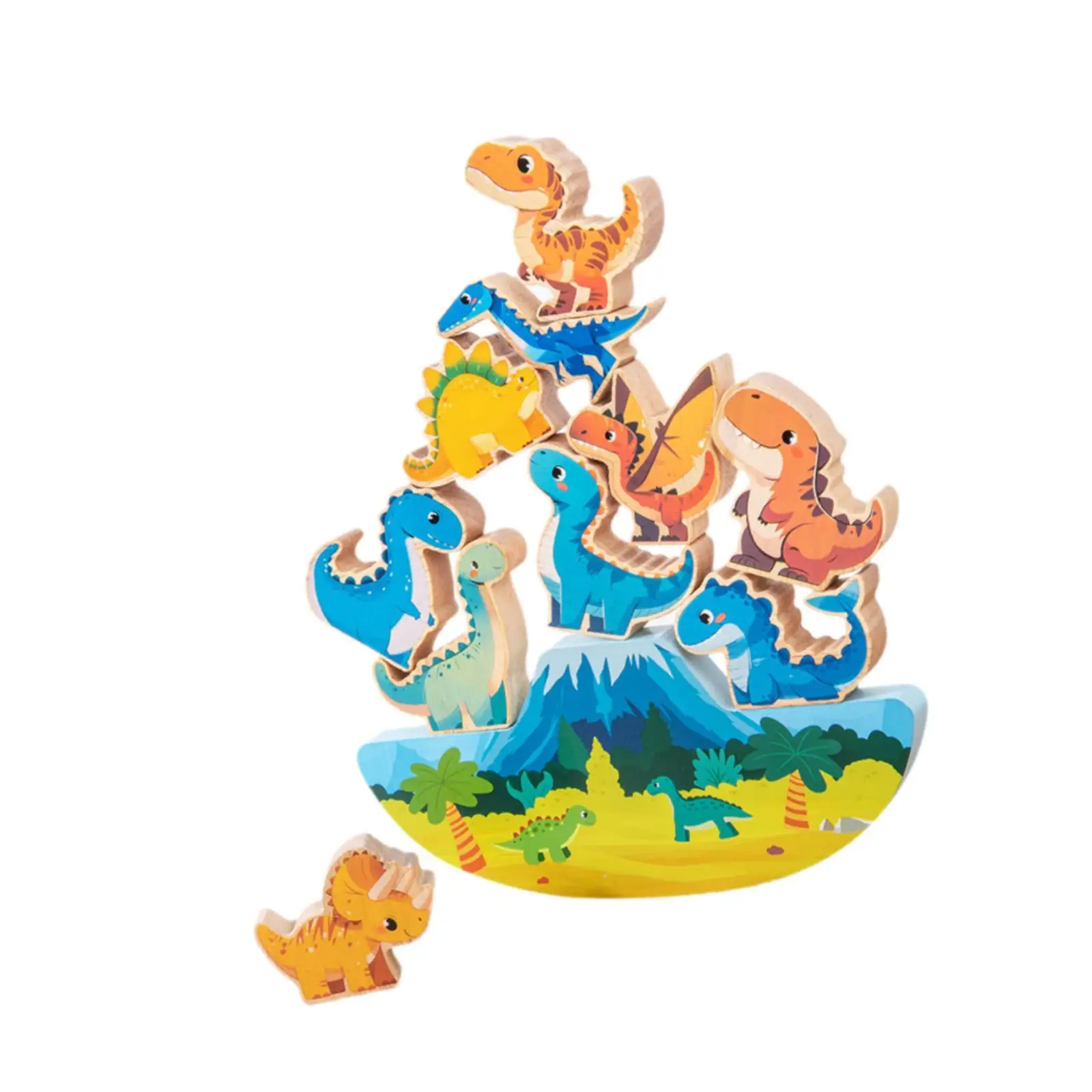 Wooden Dinosaur Stacking Toys Sturdy Sensory Toy for Children Boys Girls
