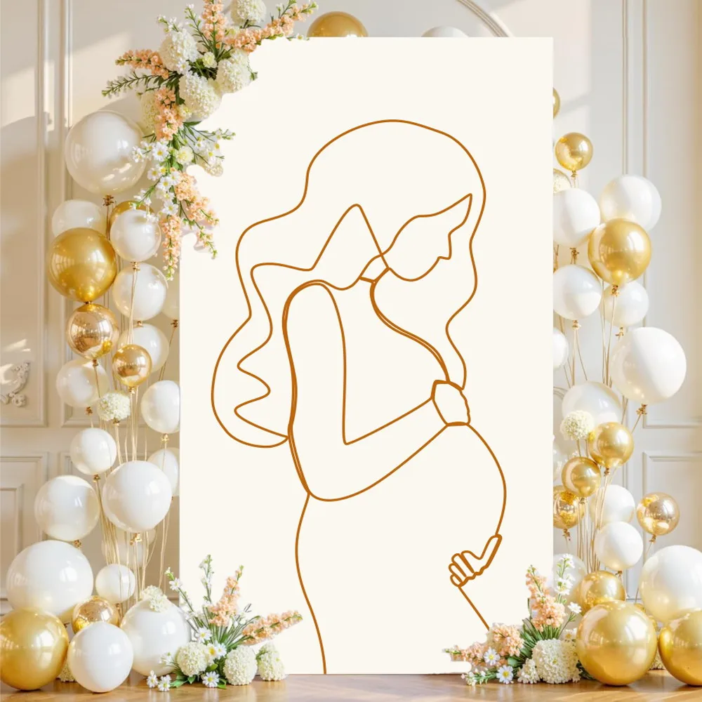 Pregnant Portrait Baby Shower Square Backdrop Cover Gender Revelation Maternity Party Decor Spandex Photography Background