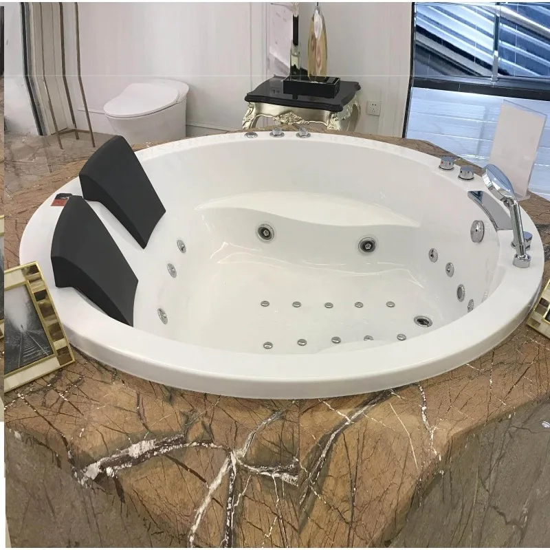 Bathroom Double Couple Embedded Freestanding Round Acrylic 1.6m Surf Jacuzzi Pool