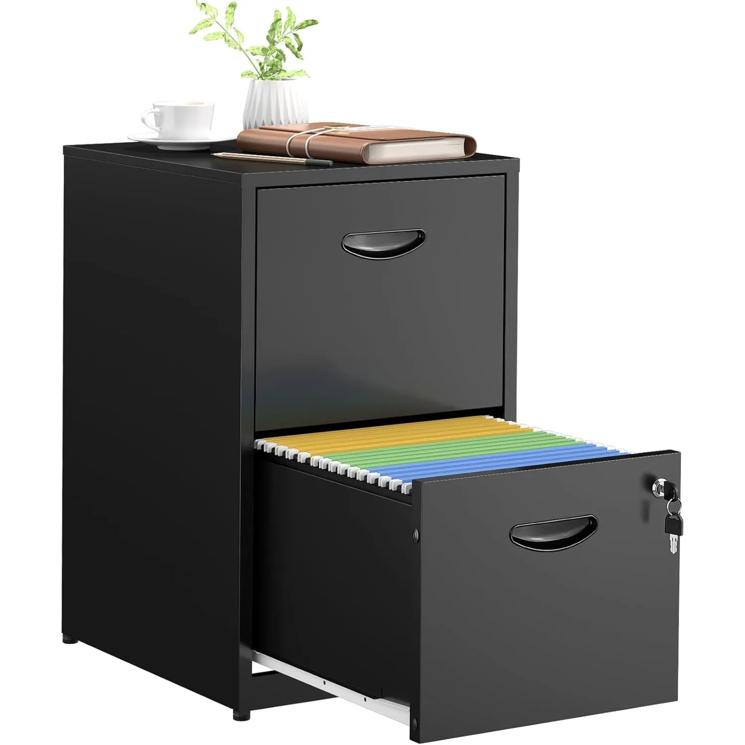 

2 Drawer File Cabinets,Metal Office File Cabinet with Lock,Black Filing Cabinets for Home Office,Vertical Modern File Cabinet