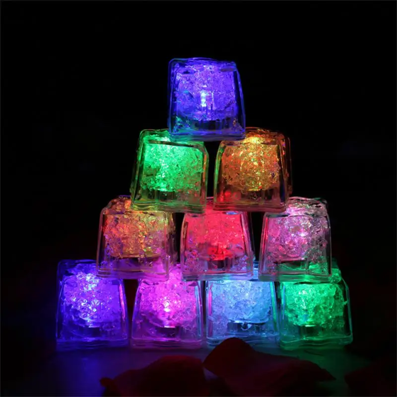 6pcs Luminous LED Ice Cubes Fun Fast Flash Water Toy Glowing Party Festival Bar Wine Glass Decoration Supplies Children\'s Bath