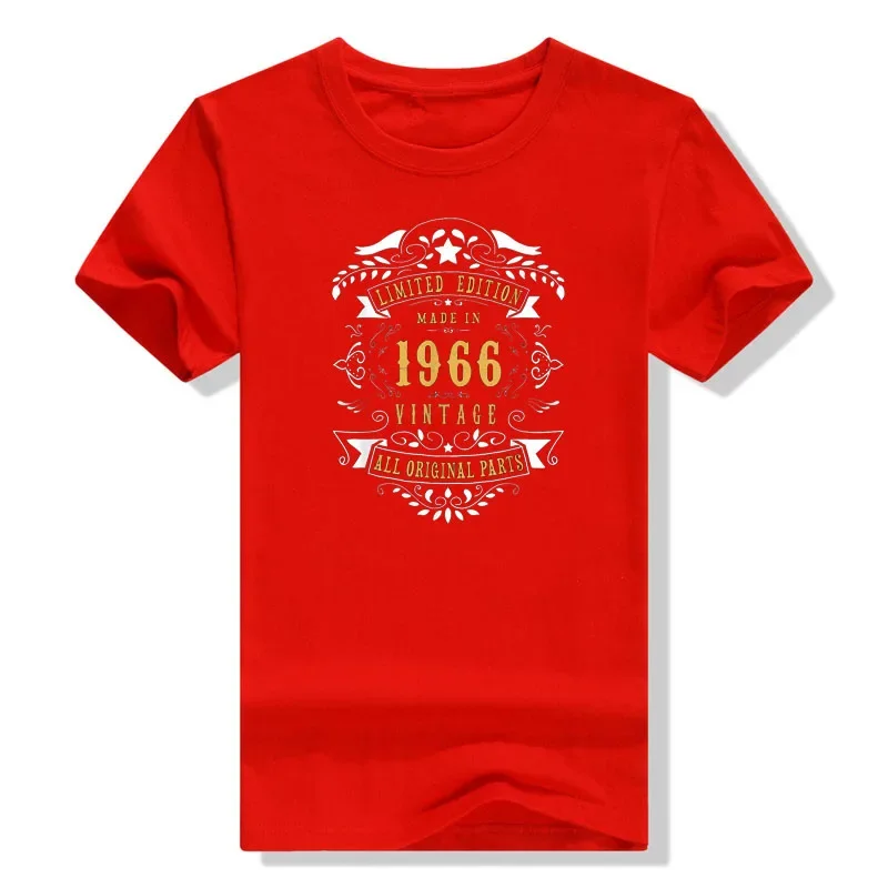 56 Years Old 56th Birthday Made Born In 1966 Men Idea T-Shirt Family Match Outfits Graphic Tee Tops Vintage Style Apparel Summer