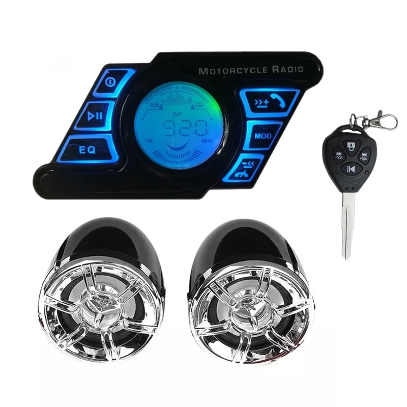 Motorcycle Bluetooth Sound Audio System Stereo Handsfree Speakers Radio MP3 Music Player Black