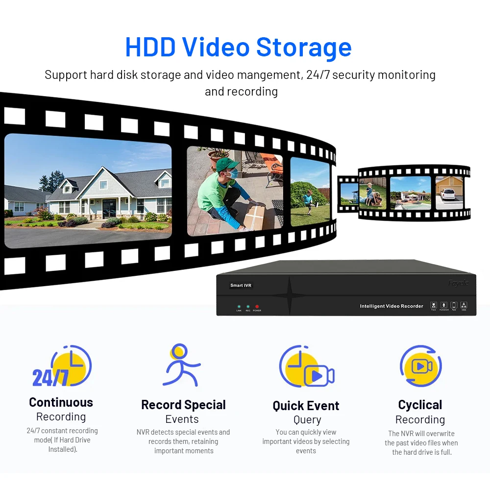 16CH CCTV Security POE Camera System 4K 8MP 16 Channels NVR 2K 4MP IP Camera Human Detection Color Video Audio Surveillance Kit