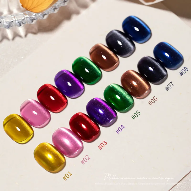 8color/set Chinese Style Glass Crystal Cat Eye Gel Nail Polish 10ml Flash Chameleon Magnetic Gel Semi Permanent Soak Off UV Gel