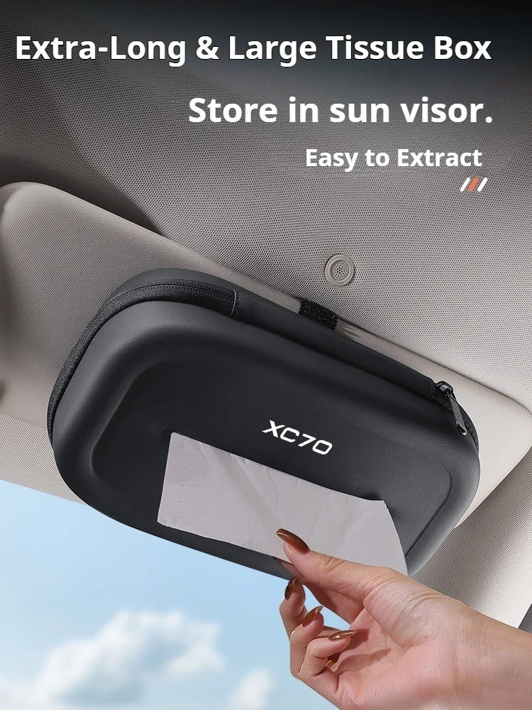 Car 3D stereoscopic Extra-Long & Large tissue box seat backrest Sunshade panel tissue box For Volvo XC70 Auto Accessories