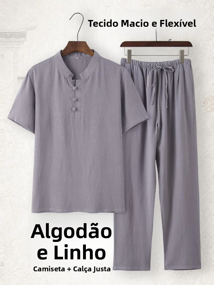 ensemble-d'ete-pour-homme-en-coton-et-lin-a-manches-courtes-t-shirt-decontracte-ample-style-jeune-sweat-a-capuche-hanfu-traditionnel-chinois-avec-boutons
