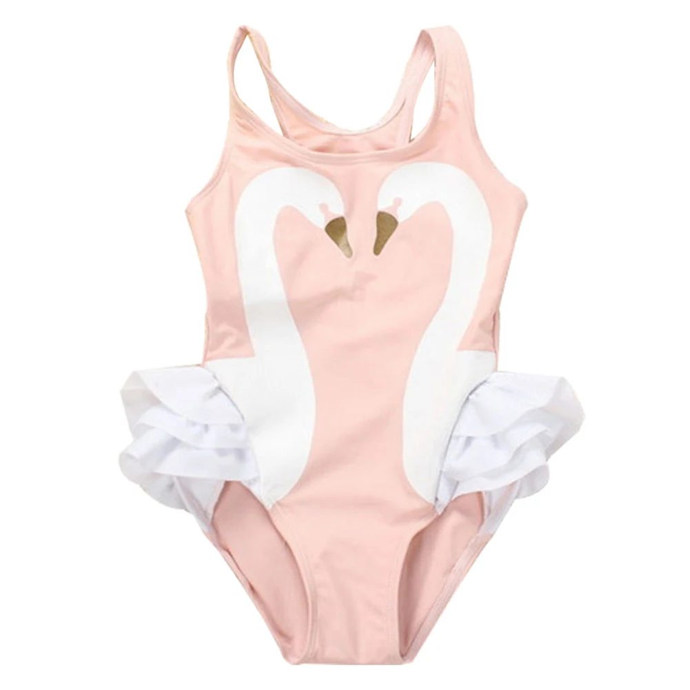 Bikini per bambini bikini di un pezzo costumi da bagno stampati con cigno costumi da bagno per neonate costumi da bagno per bambini costume da bagno