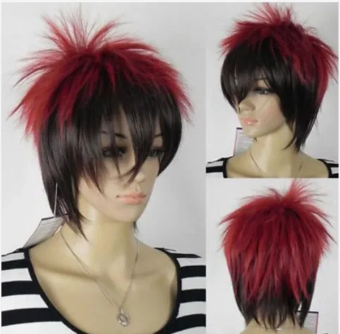 New Fashion Emerald Red Black Mix Multicolor Straight Unisex Cosplay Full Wig