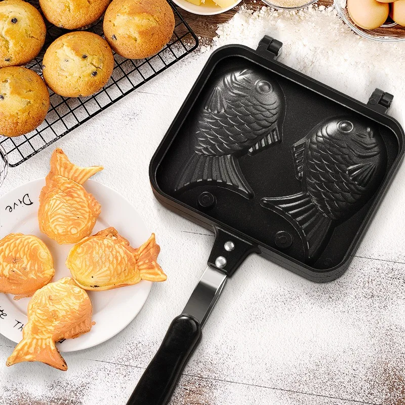 Baking tool snapper baking mold household waffle Pisces baking cookie mold open flame special cake mold.