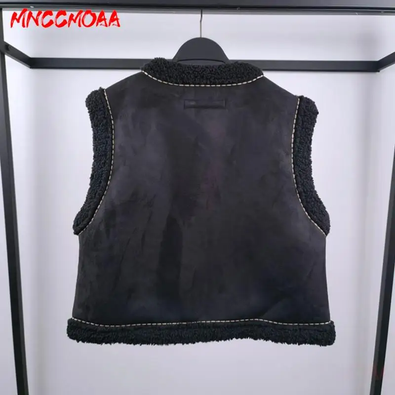 MNCCMOAA-Women's Double Sided Embroidery Vest Sleeveless Warm Waistcoats Female Casual Outwears Loose Fashion Autumn Winter 2024