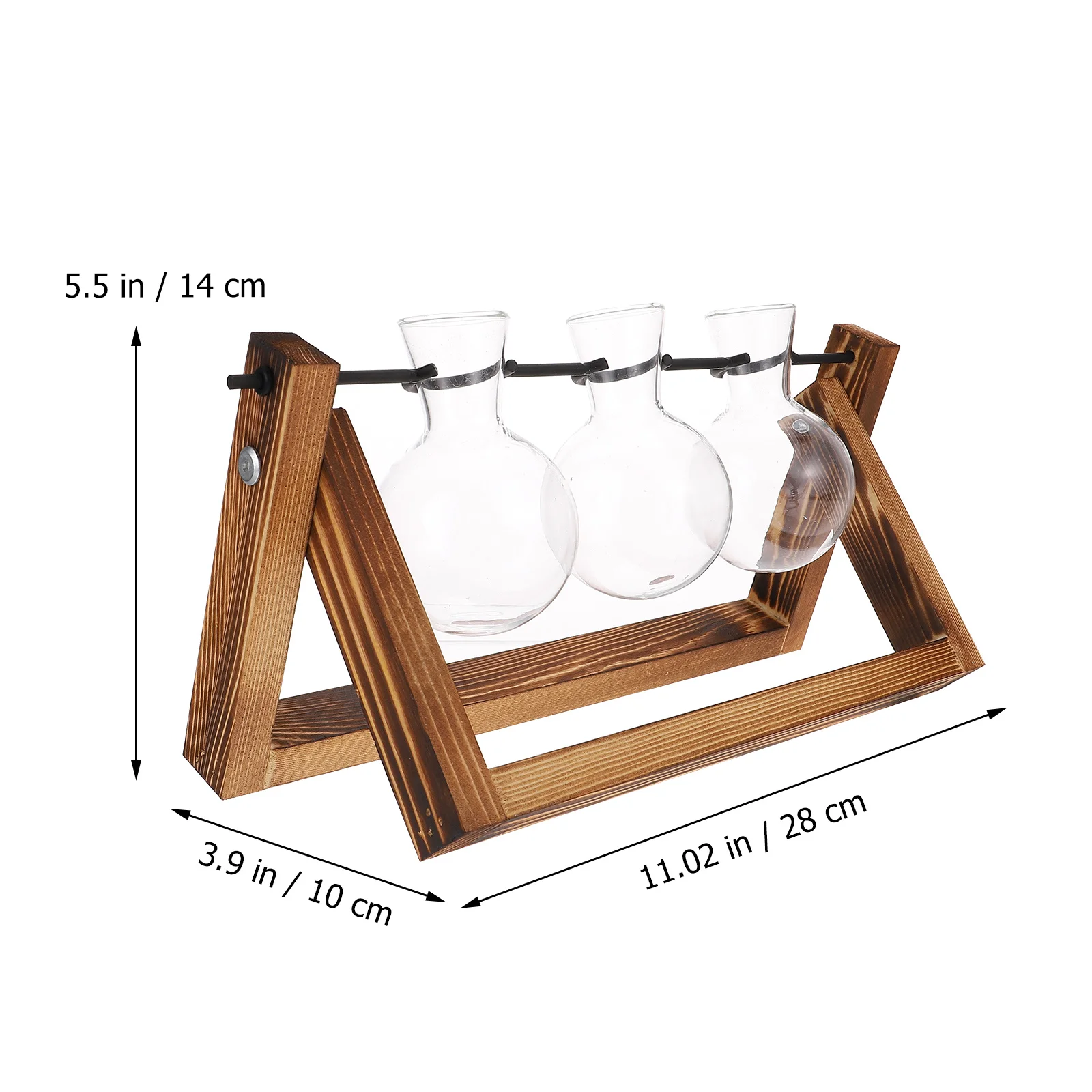 

1 set Green Plant Container Glass Bulb Vase For Hydroponic Water Plants Desktop Decoration Transparent Terrarium Planter Wooden