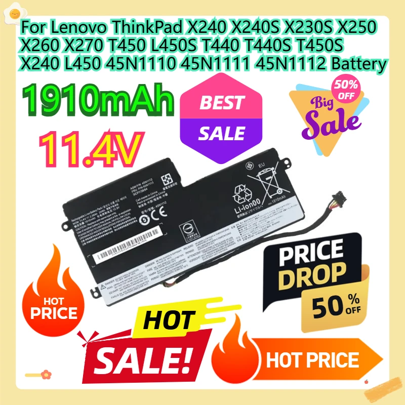 

For Lenovo ThinkPad X240 X240S X230S X250 X260 X270 T450 L450S T440 T440S T450S X240 L450 45N1110 45N1111 45N1112 Battery