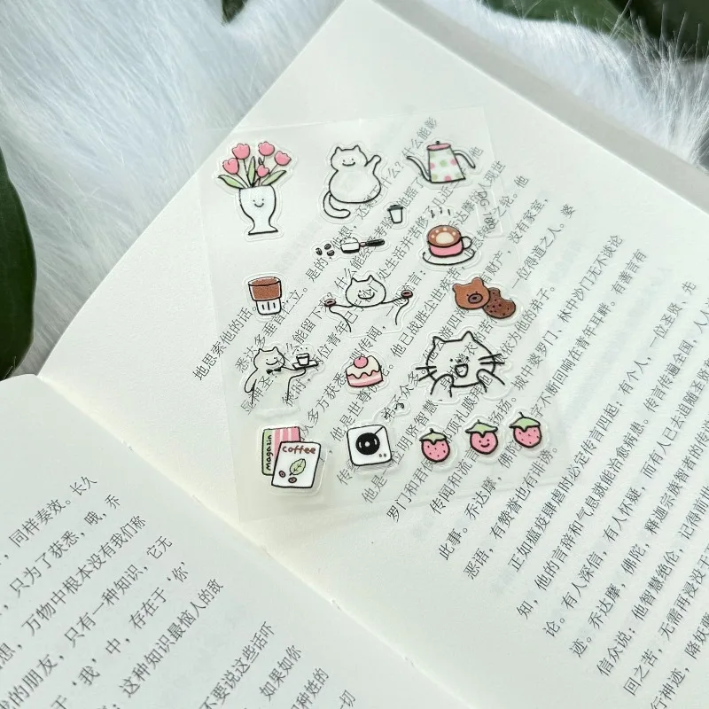 Cute Coffee Cat 3D Jelly Stickers, DIY Decorative Stickers for Journal, Water Bottle, Laptop, Luggage & Camera