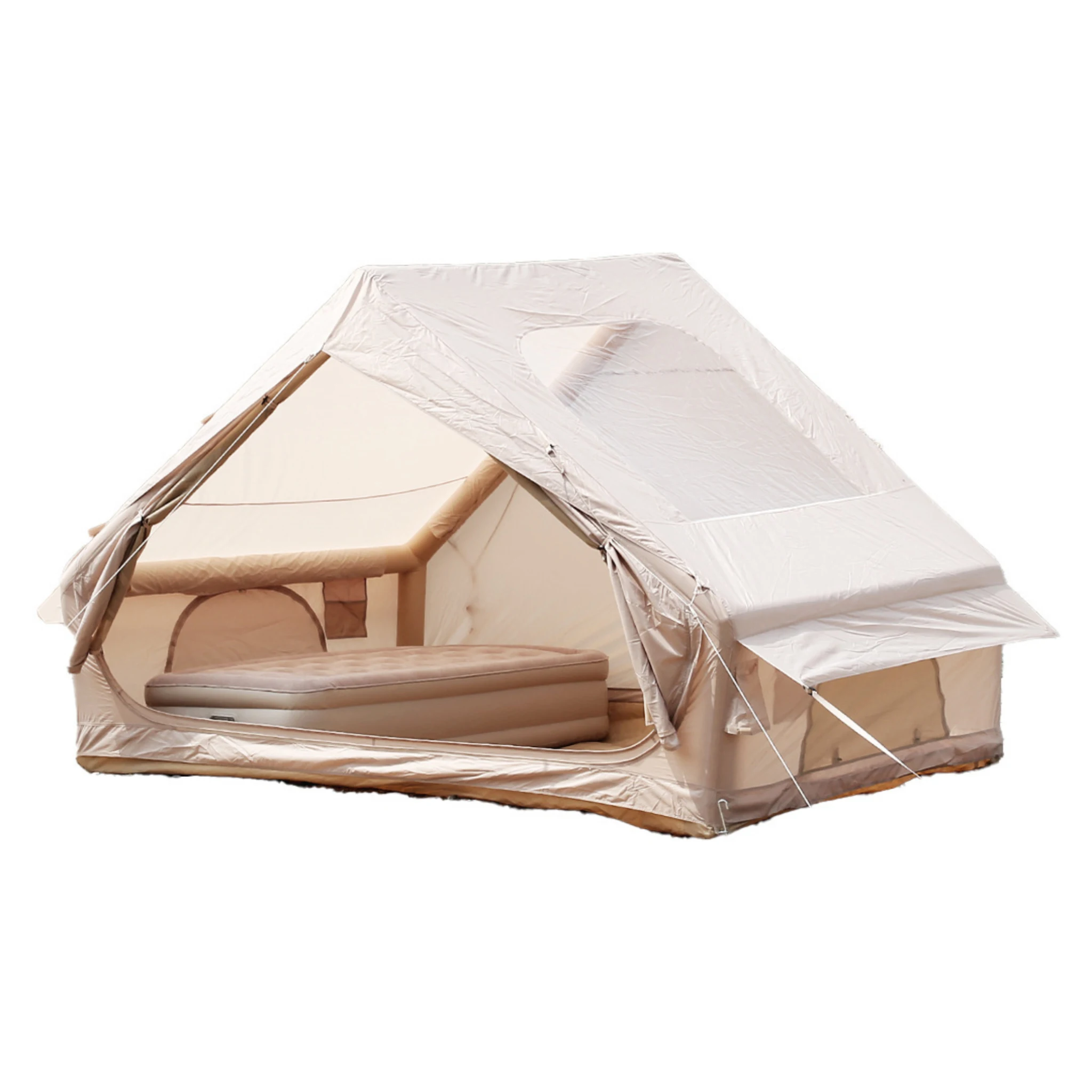 Großes aufblasbares Campingzelt, geeignet für 4-6 Personen, mit einer geräumigen Fläche von 6,3 m². ㎡   Fläche, eine Standhöhe von 200 cm, ein Gasrohrzelt, schneller Aufbau in 5 Minuten und aus 420D