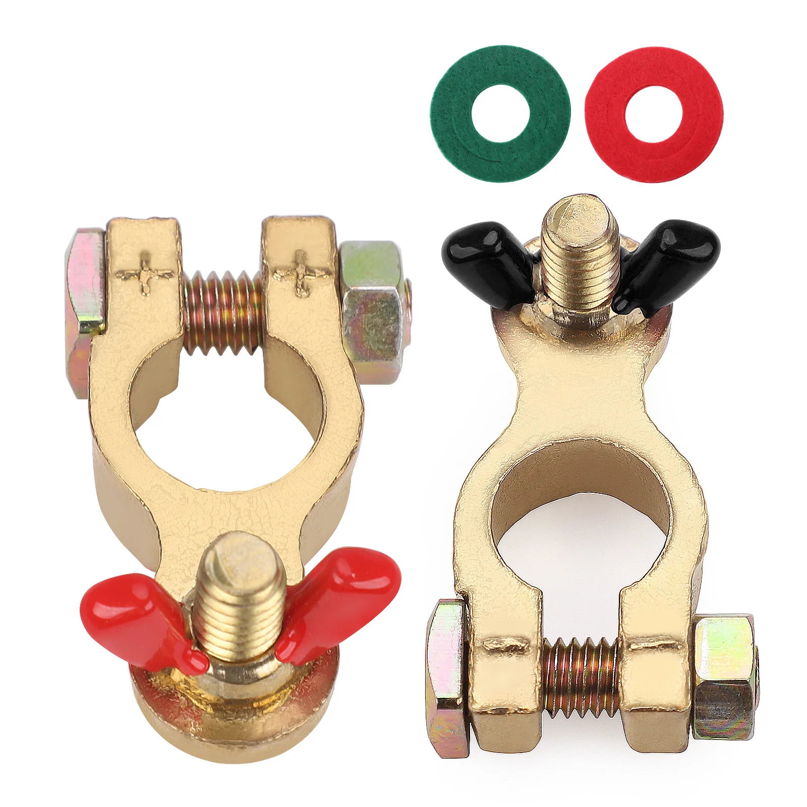 

1Pair Car Battery Terminal Clamp Electric Copper Connector Clamps Top Quick Post Terminal Protector Positive Negative Adjustable