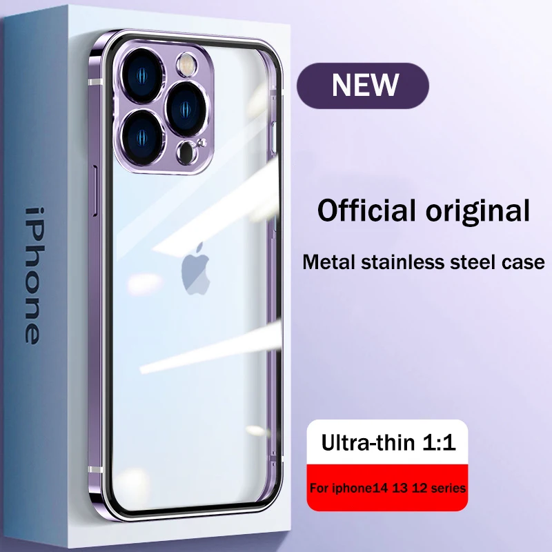 For iphone 16 15 Pro Max phone case Magnetic suction magsafe New all-inclusive lens high-end Stainless protective cover