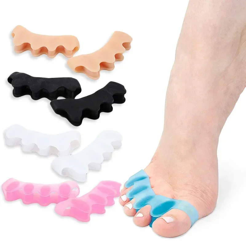 1/3 Pair Soft Silicone 5 Hole Toe Separator Bunion Corrector Orthotic Toe Spacer Relief Overlapping Toes Hallux Valgus for Kids