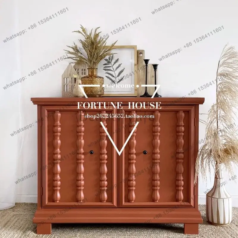 PG American light luxury solid wood porch cabinet double door shoe cabinet French small apartment wall decoration side cabinet