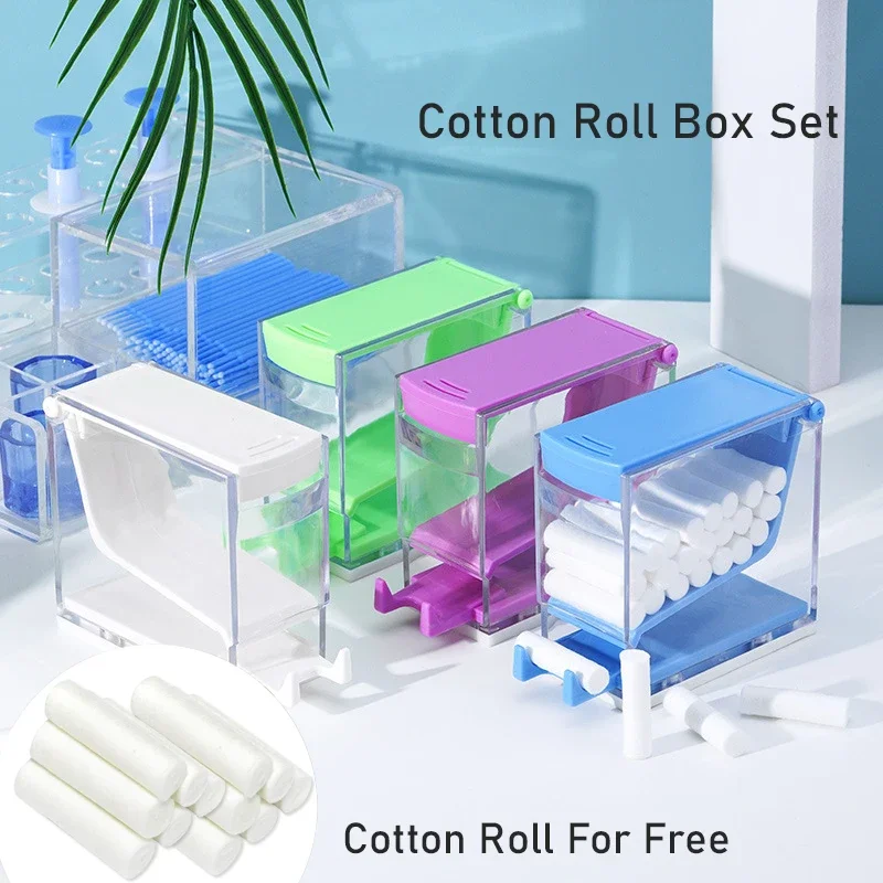 

Dentist Cotton Roll Dispenser Holder Press Type Box With dental Disposable Cotton Rolls High Purity Cotton Rolls for Gums Set