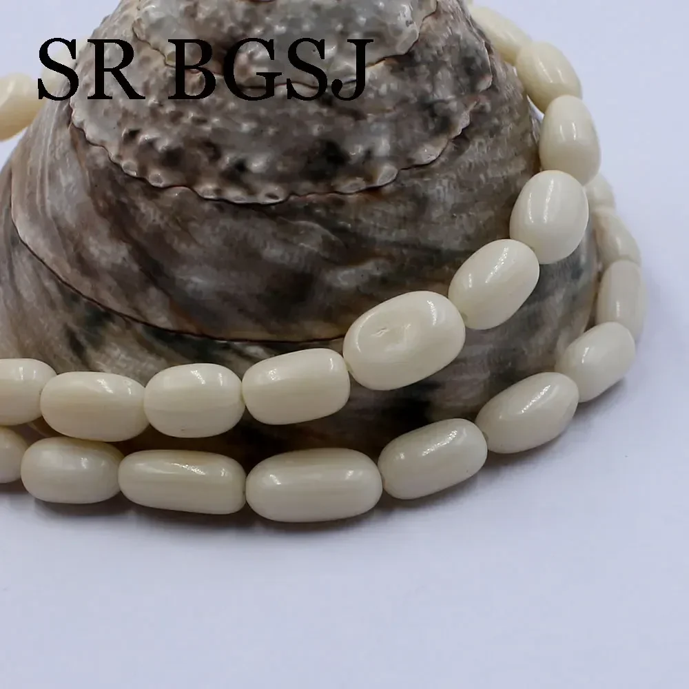 7-8x10-14mm  Natural White Coral Gem Stone Column Drum Loose Beads for Jewelry Making DIY Bracelet Necklace 15\