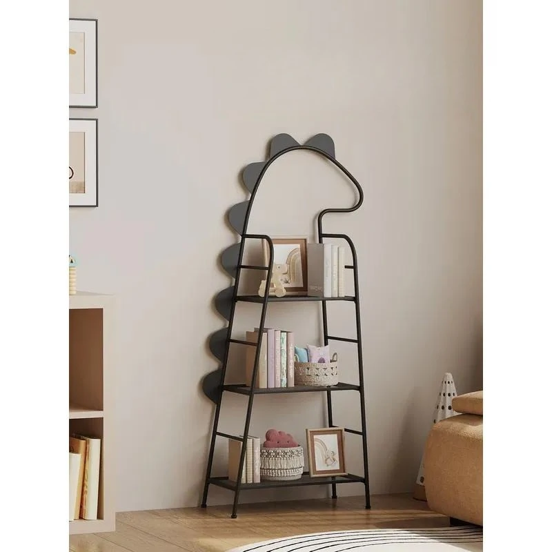 Cartoon Style Floor to Ceiling Metal Bookshelf Multi Layer Multifunctional Storage Rack for Kids Room Household Shelf