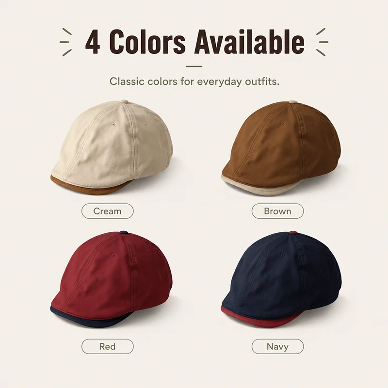 Kids Cotton Painter Cap Japanese Street Style Adjustable Newsboy Hat Spring Autumn Casual Duckbill Cap for Boys Girls Ages 4-6Y view 5
