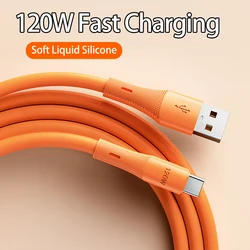 120W 6A USB-C Fast Charging Data Cable Soft Liquid Rubber For Samsung Xiaomi OPPO OnePlus Huawei Type-C Android Mobile Phone