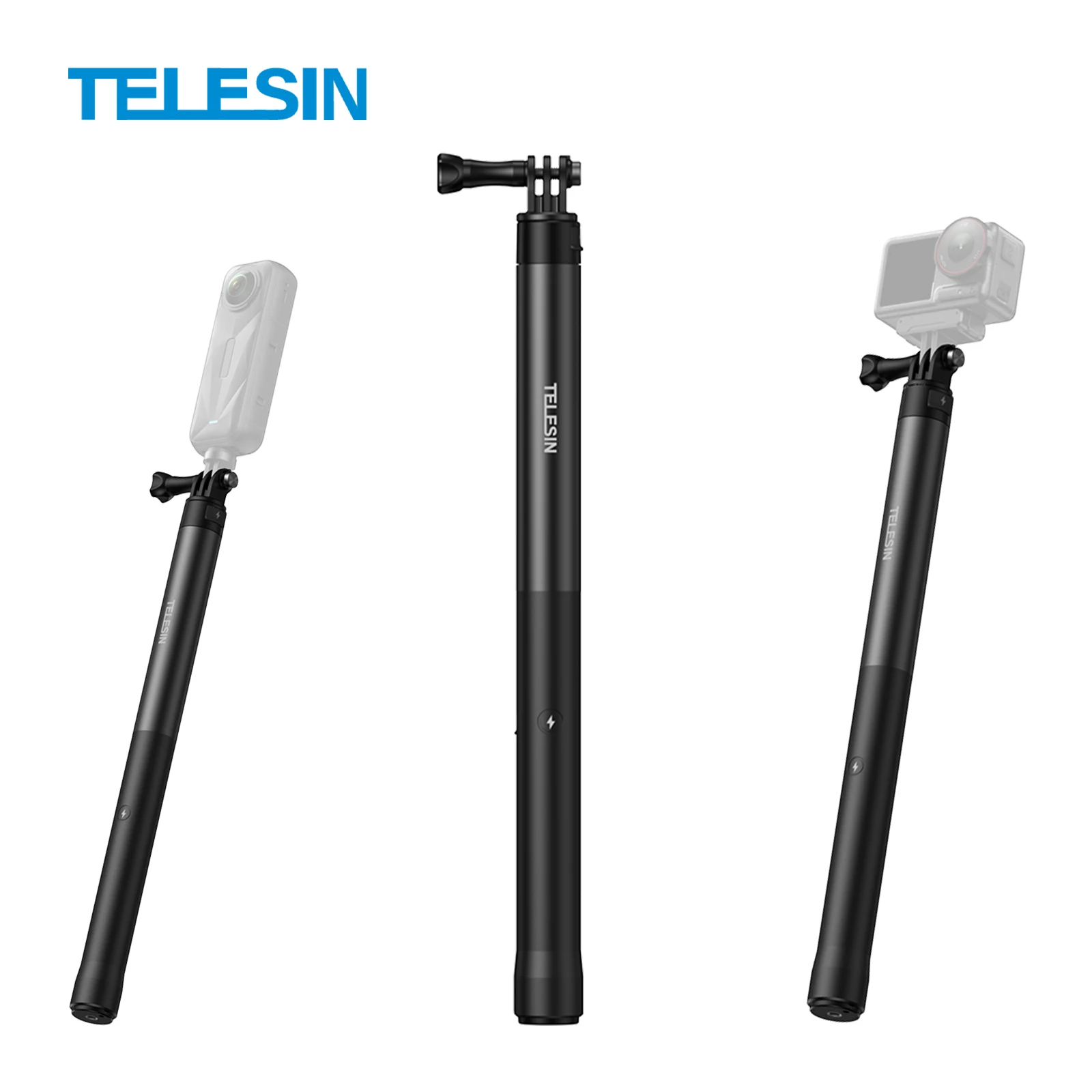 

TELESIN 102CM Power Selfie Stick 18W Fast Charging Power Selfie Stick Telescoping Selfie Pole For Smartphone GoPro Insta360
