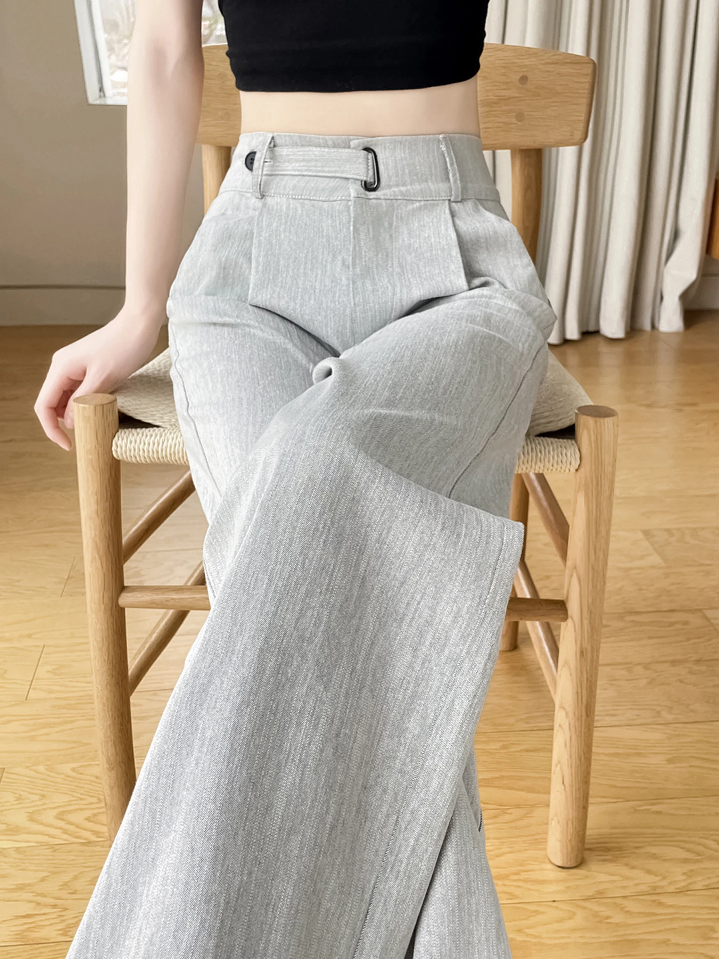 

Женские брюки с высокой талией и широкими штанинами, весна-лето, новинка, повседневные, свободные, прямого кроя, в пол, струящиеся, универсальные