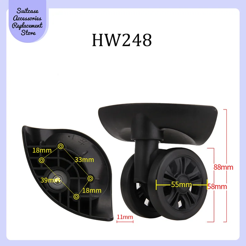 For Samsonite HW248 Smooth Silent Shock Absorbing Wheel Accessories Wheels Casters Universal Wheel Replacement Suitcase Rotating