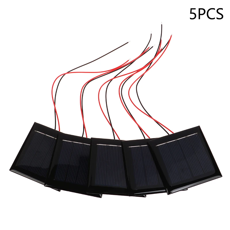 

Micro Solar Board Photovoltaic 5Pcs 2V120MA Solar Cells with Wires Solars Epoxy Plate DIY Projects Toys 54mm x 54mm