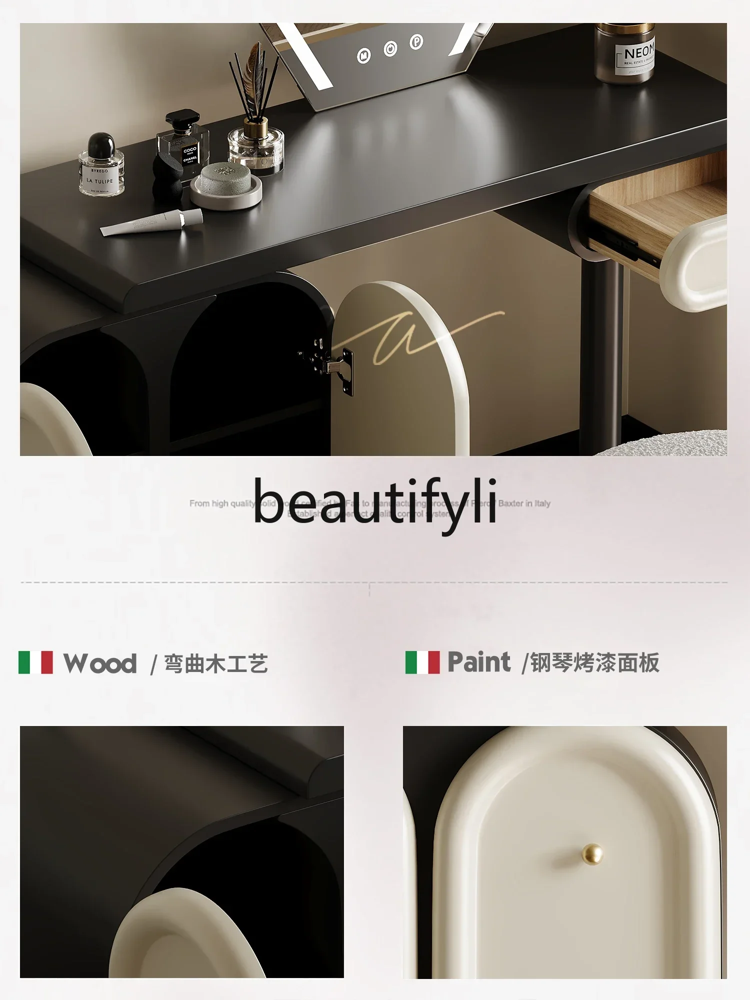 Designer dresser storage cabinet integrated retractable makeup table high-end bedroom solid wood2936