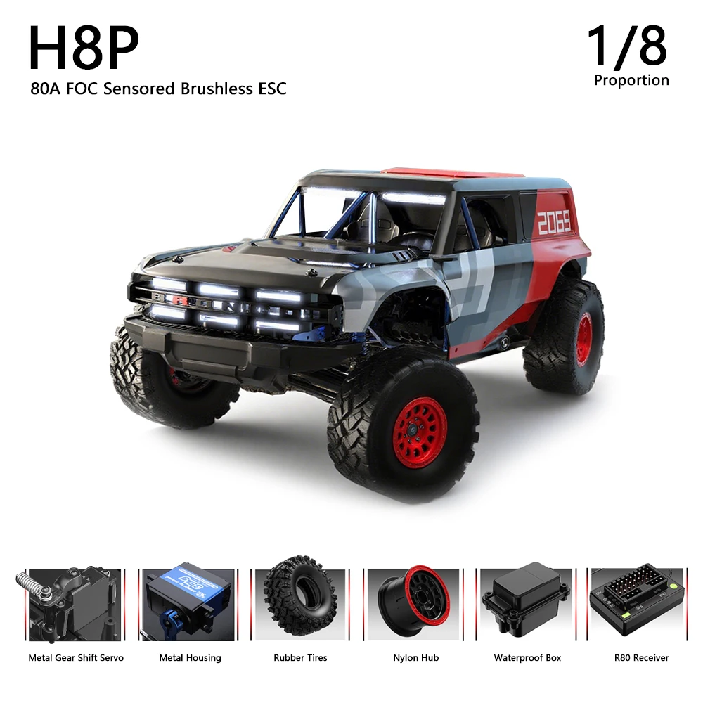 

MJX H8P RC Car 1/8 Remote Control Vehicle 4WD RTR High-speed Off-road Climbing Crawler Brushless RC Model Toys for Adults