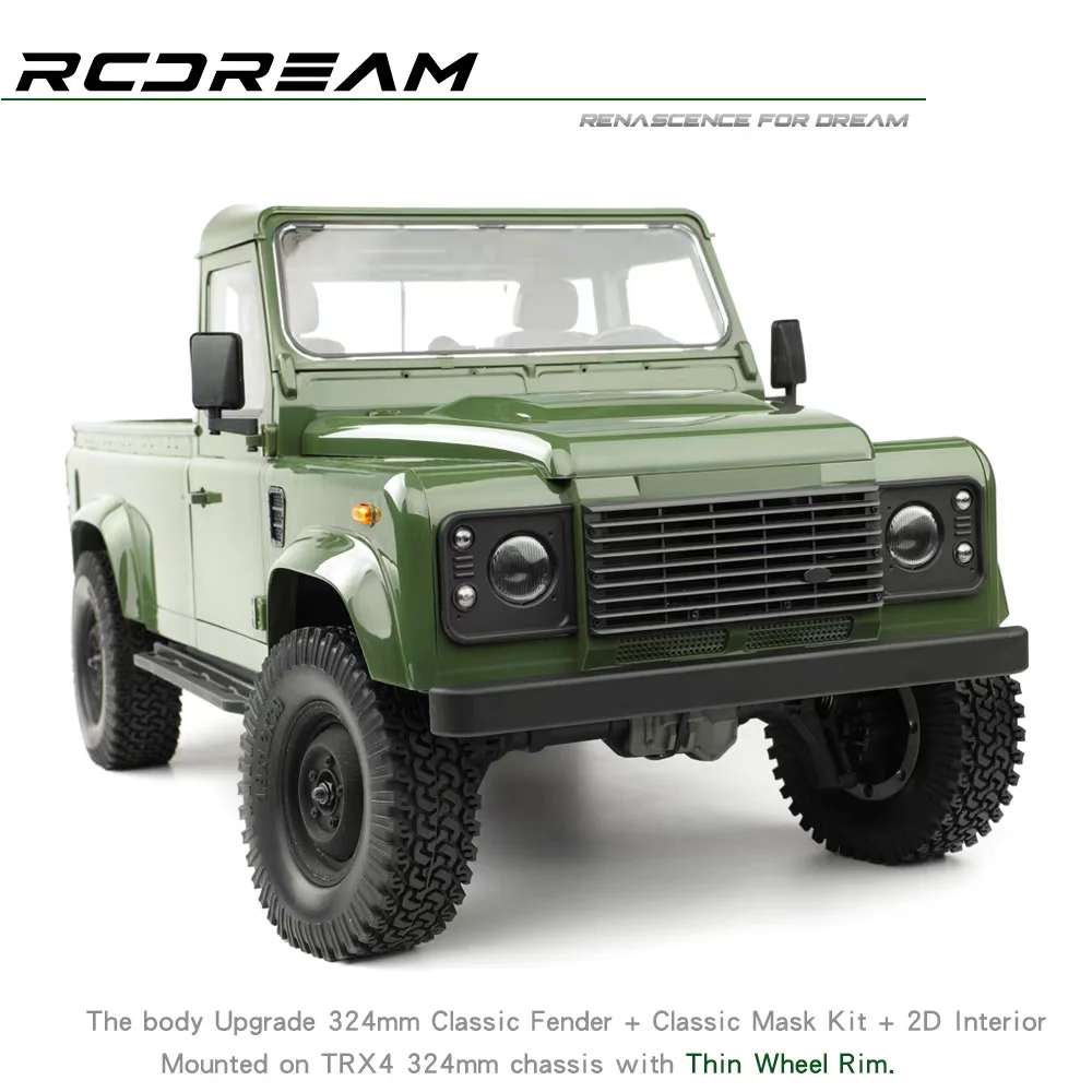 

Metal Simulated 324mm 2 Door Pickup Truck Body for 1/10 RC Crawler Car Traxxas TRX4 Defender SCX10 RC4WD RD110 Parts