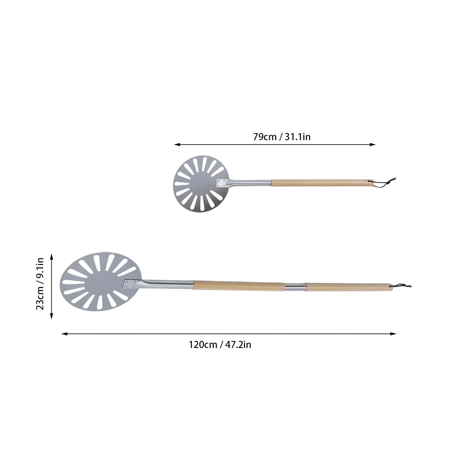 Pizza Peel Perforated Portable Pizza Turning Peel Wooden Long Handle Easy To Clean 9 Inch Stainless Steel for Pizza Lovers