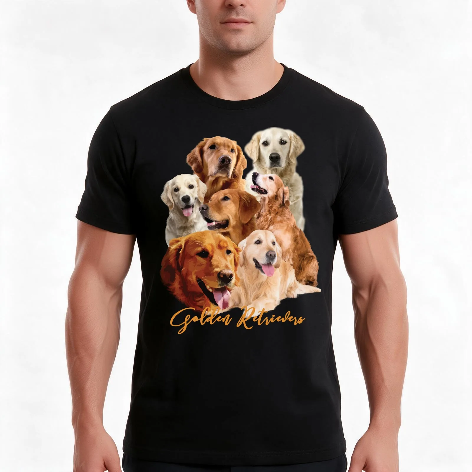 Golden Retriever Composite! Especially for Golden owners! T-Shirt, Summer Casual Cotton Tee, Oversized Streetwear Tops