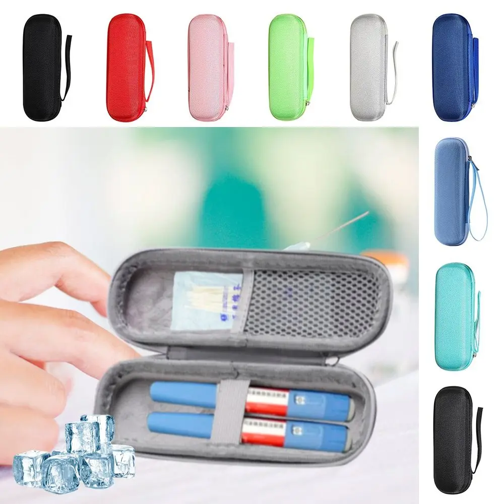 Durable EVA Insulin Cooling Bag Thermal Insulated Waterproof Pocket Pill Protector Solid Color Medicine Travel Cooler Diabetics
