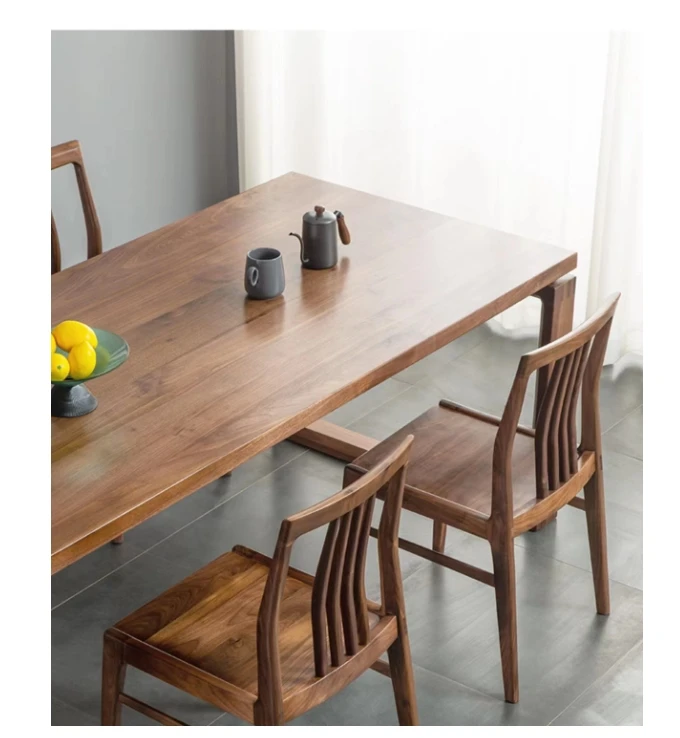 Silla de madera maciza de lujo ligera para restaurante, silla de mesa de té con respaldo de ocio simple, silla de comedor de nogal negro de América del Norte