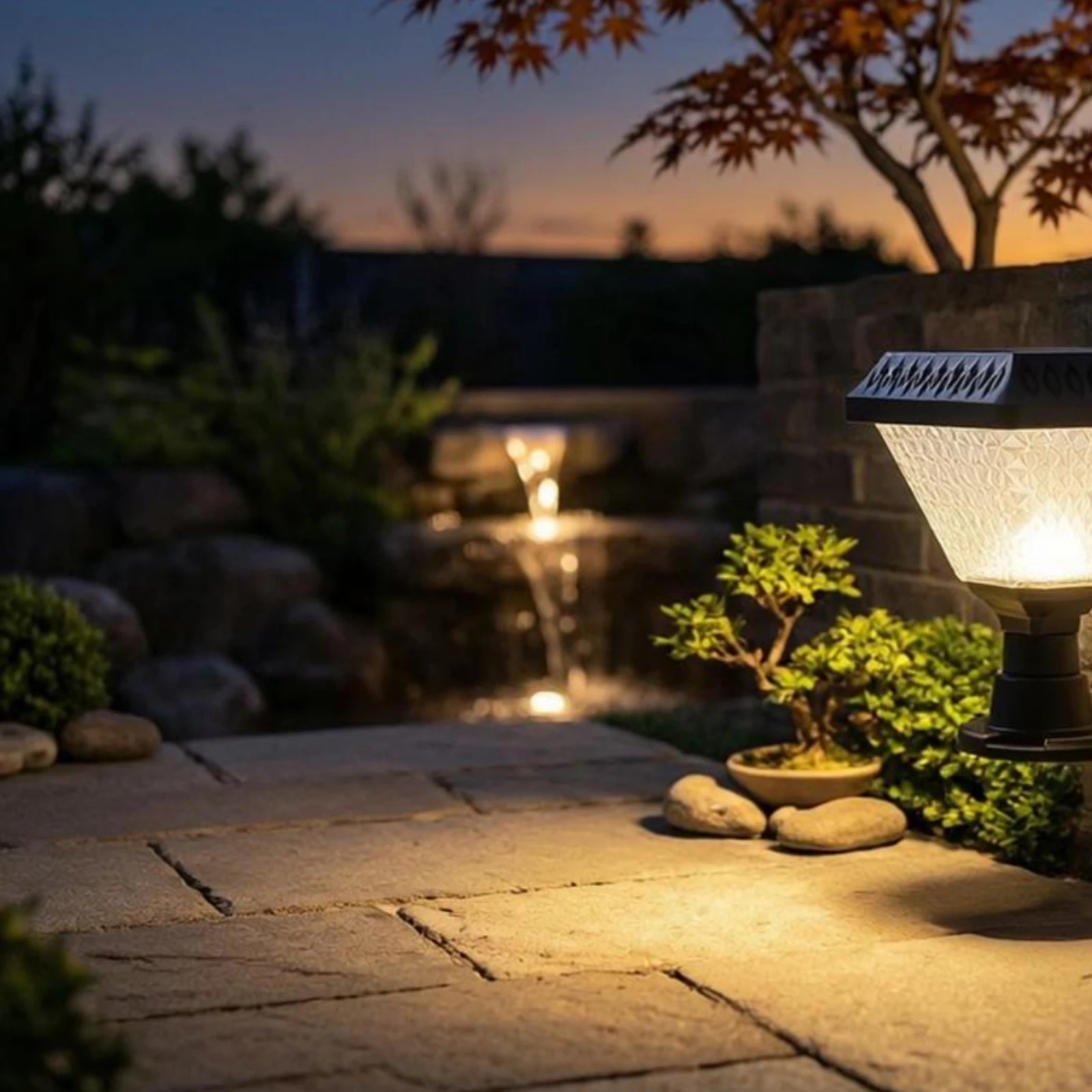 Lámpara Solar LED para Poste, Cuerpo Facetado Transparente, Control Inalámbrico, Iluminación Exterior con Cambio de Color para Jardín