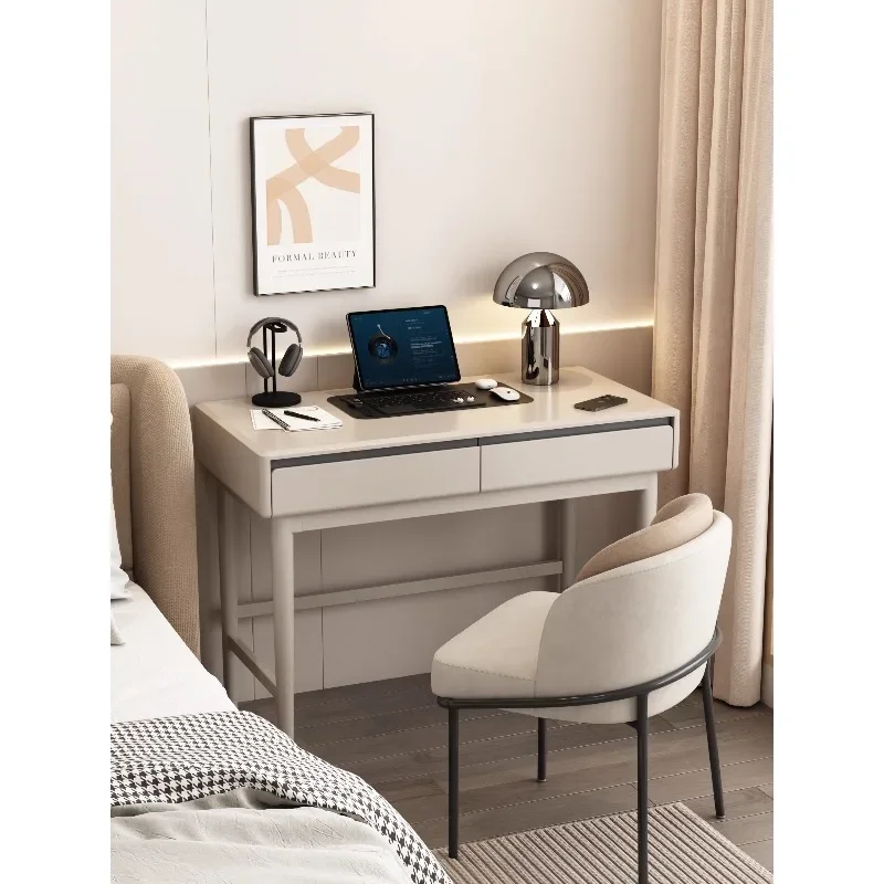 

Bedroom solid wood desk, modern simple table next to the bed in a small household