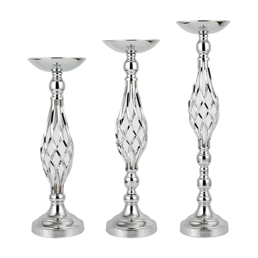 جديد طاولة طعام شمعة حامل ترتيب الفضة الحديد زهرة منظم مسار شمعة حامل الزفاف زهرة الدعائم المفروشات المنزلية